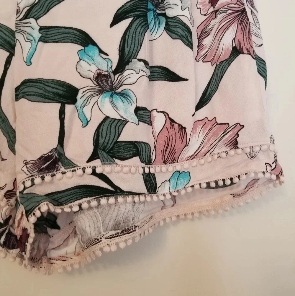 Honey Belle Floral Pom Pom Shorts NWT